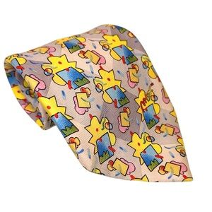 Rare VTG Peter Max Mens Tie Silk Multicolor Decos Version 2 Escher ~ 58x4” Italy